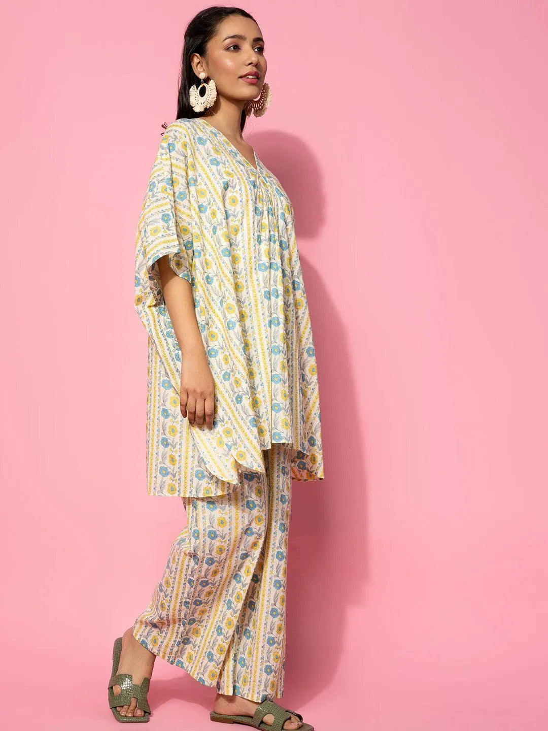 Cream Printed Cotton Co-Ords - Libas 