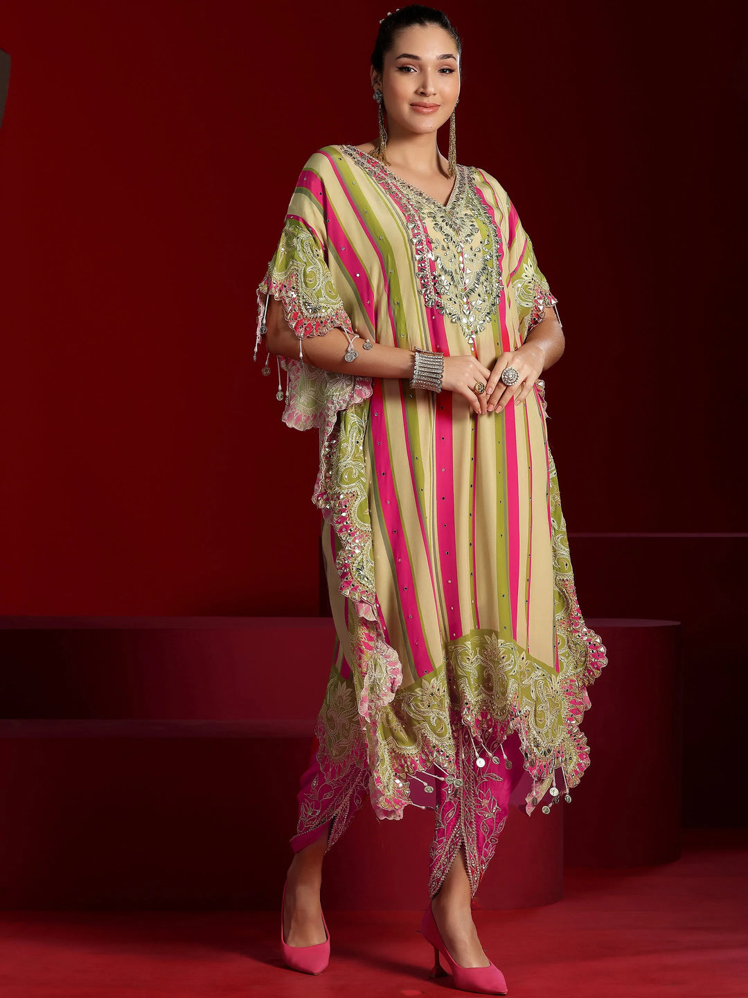  Libas Art Multi Printed Silk Blend Co-Ords 