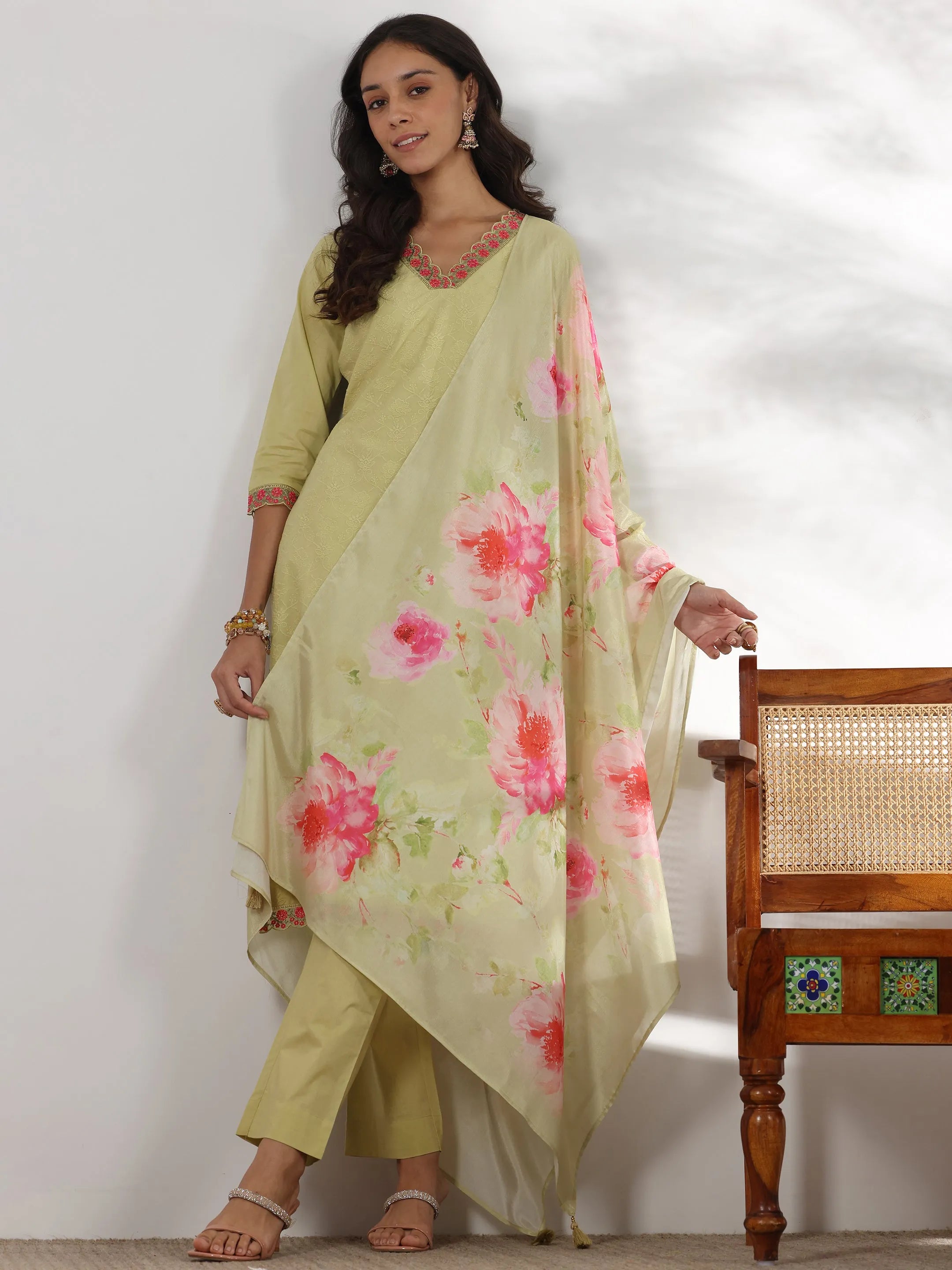 libas Green Embroidered Cotton Straight Suit With Dupatta-picture-55