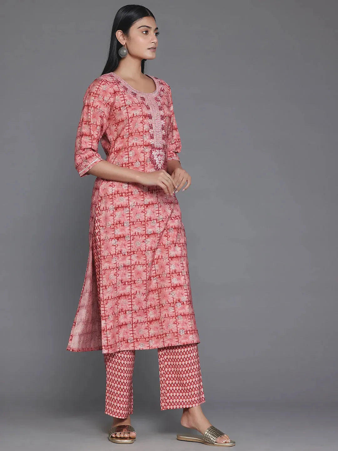  Maroon Printed Silk Blend Straight Suit With Dupatta 