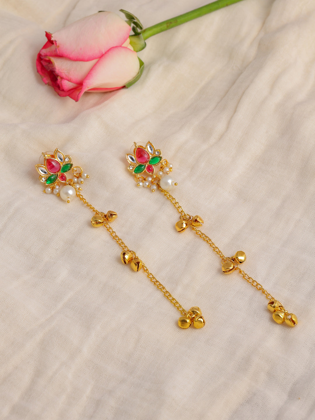 Libas Long Chain Kashmiri Ghungroo Earrings 