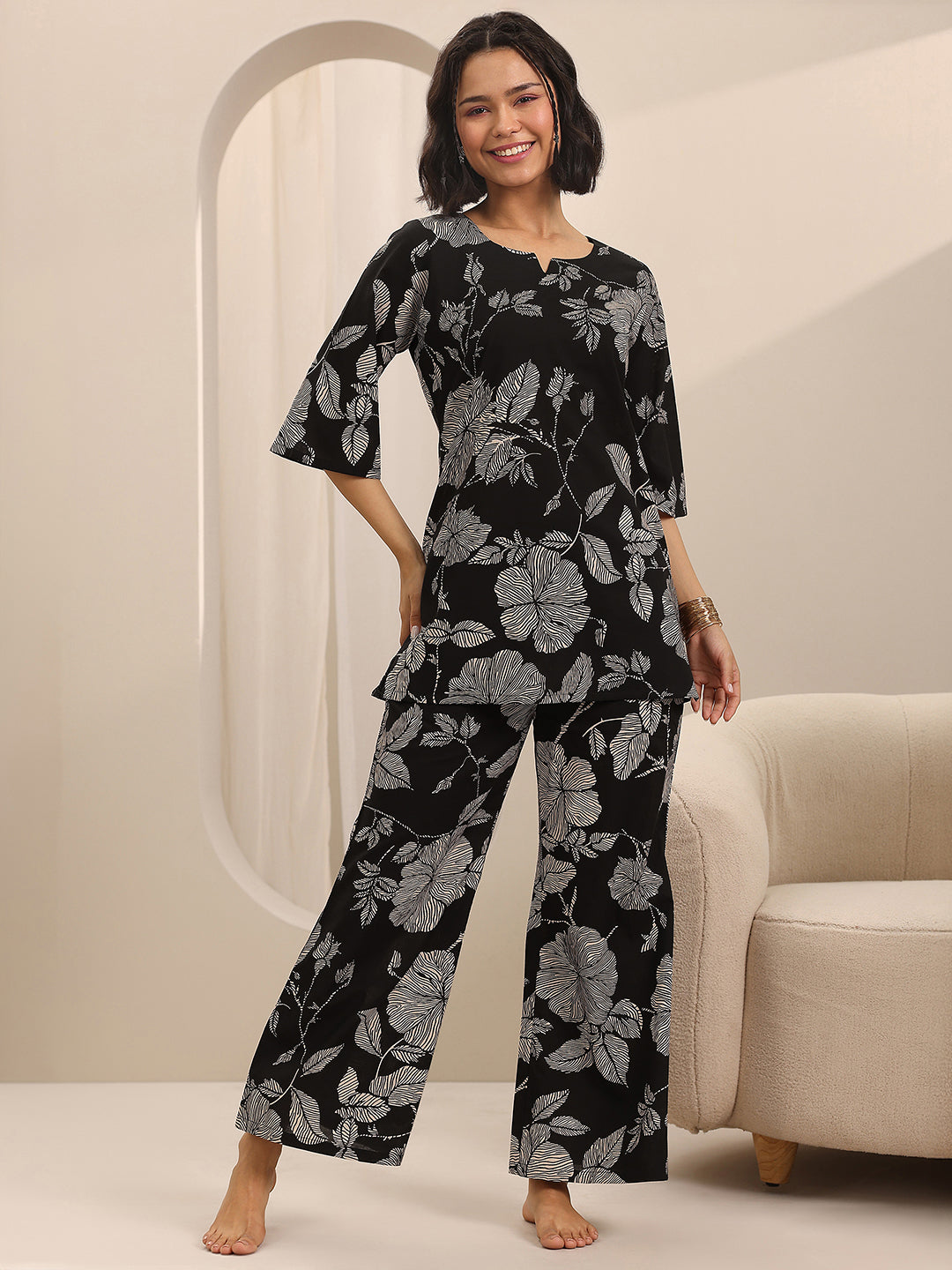 libas Black Printed Cotton Night Suits-picture-65