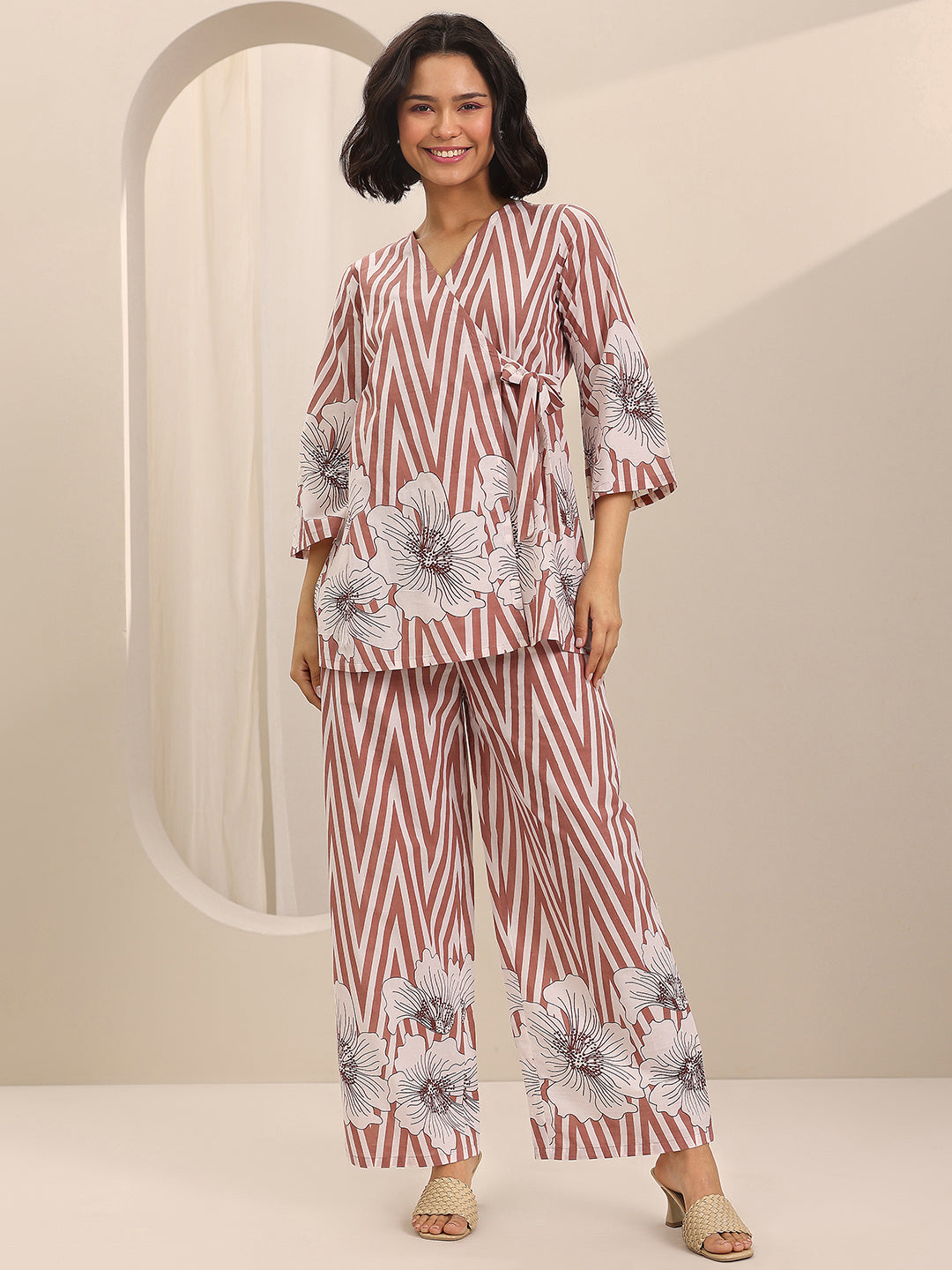  Brown Printed Cotton Co-Ord Sets 