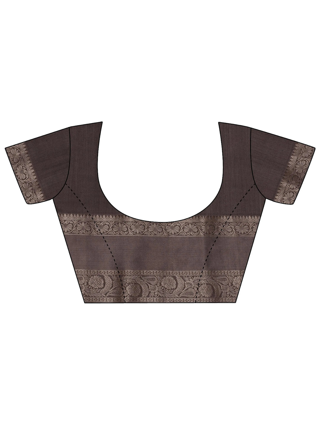 Taupe Printed Silk Blend Saree With Unstitched Blouse Piece - Libas 