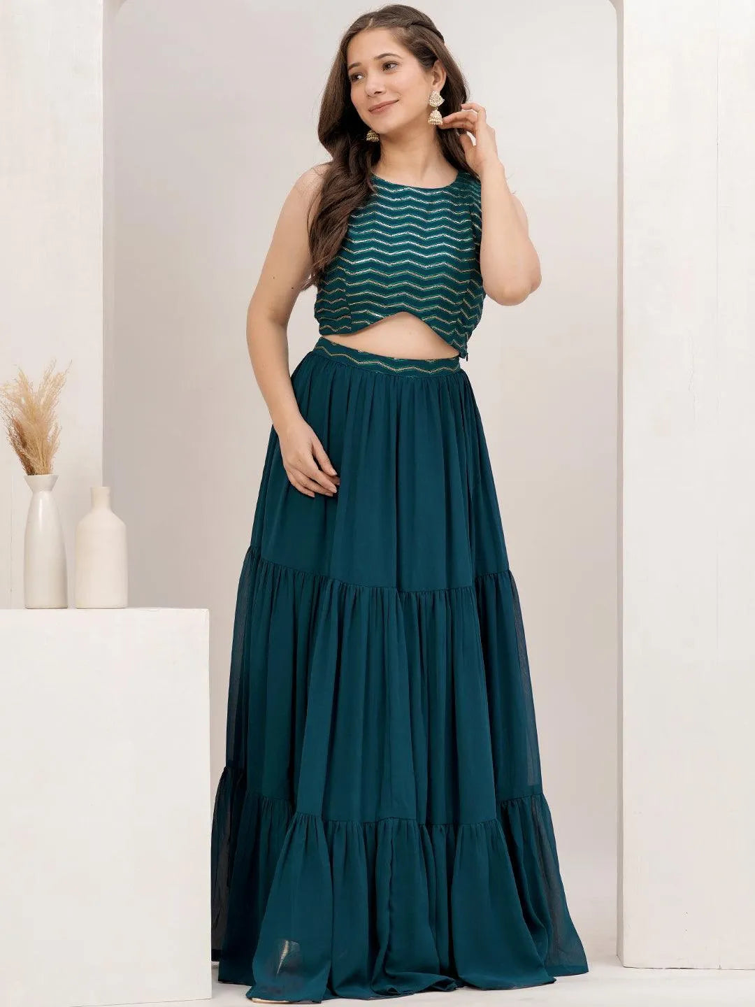 Buy Designer Crop Top Lehenga With Dupatta for Women Online | Libas