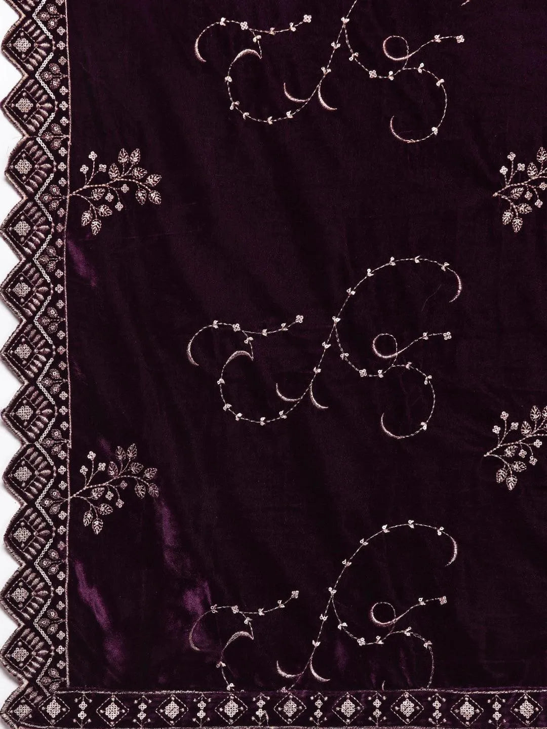 Wine Solid Velvet Co-Ords - Libas 