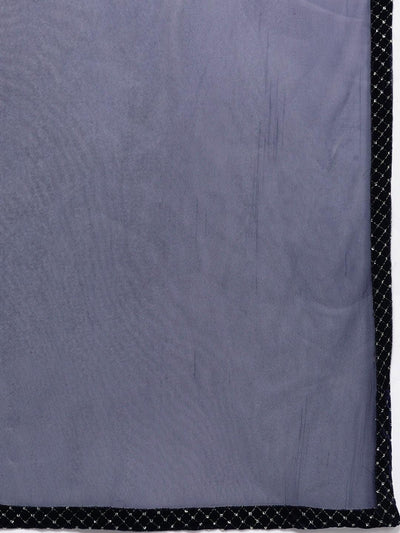 Blue Embroidered Velvet Anarkali Suit With Dupatta - Libas