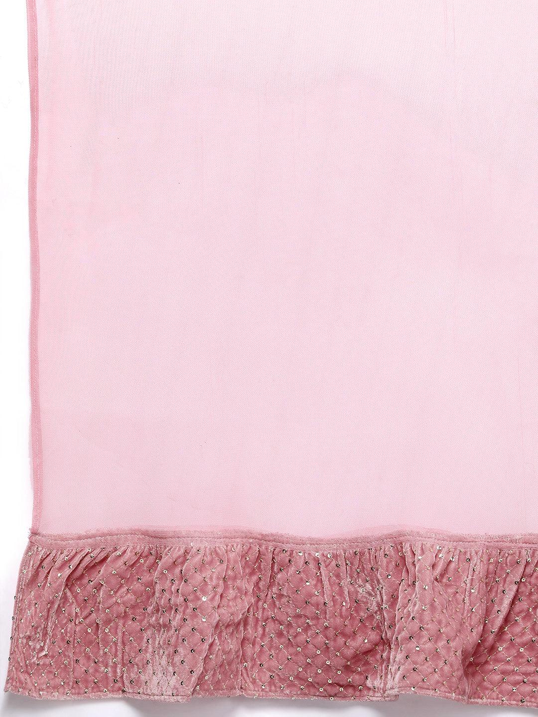 Pink Embellished Polyester Co-Ords