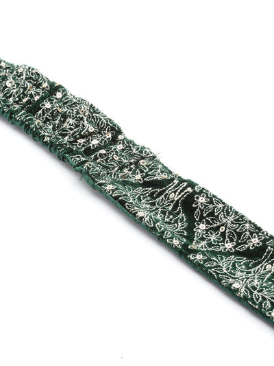 Green Embroidered Velvet Lehenga Set - Libas