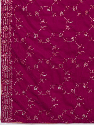 Pink Embroidered Velvet Anarkali Suit With Dupatta - Libas