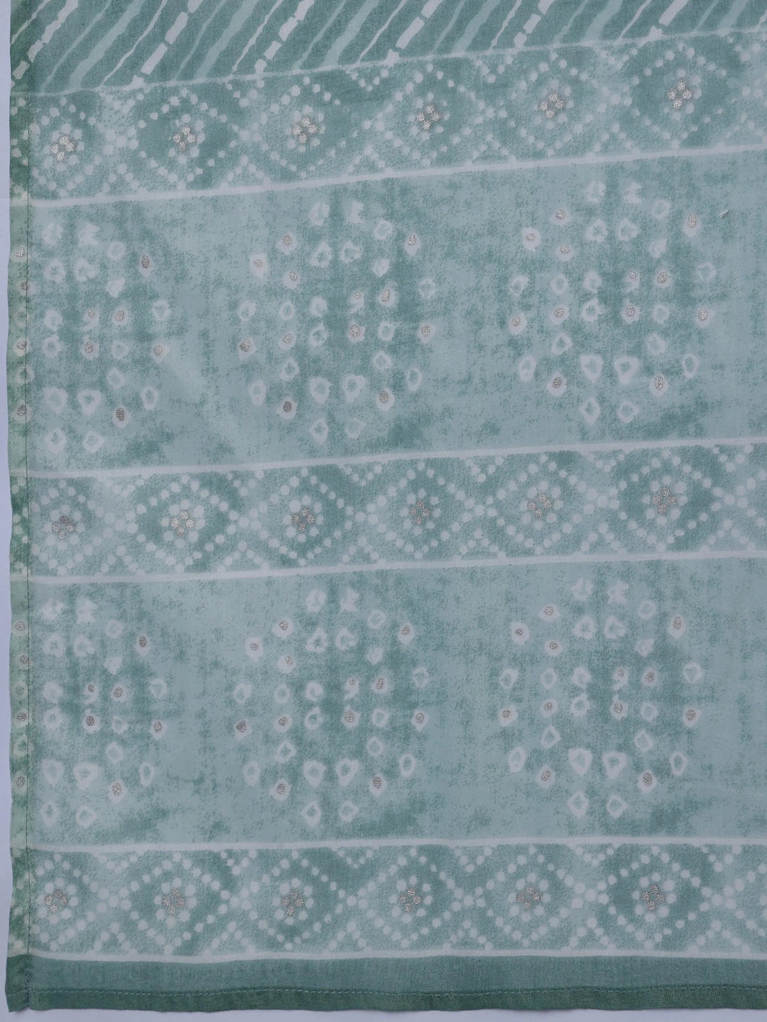 Green Printed Cotton Straight Suit With Dupatta - Libas 