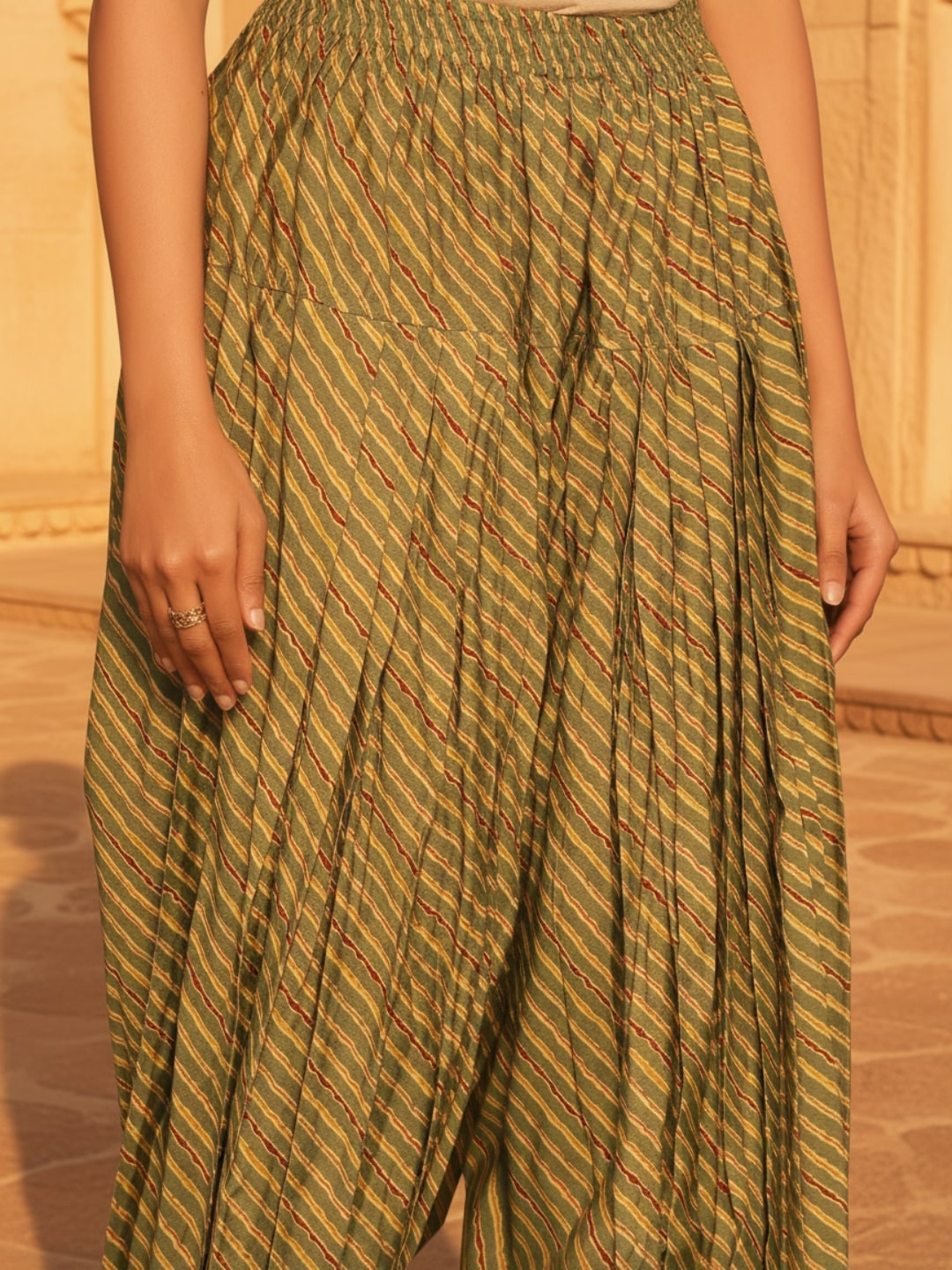  Green Printed Silk Blend Straight Suit With Dupatta 