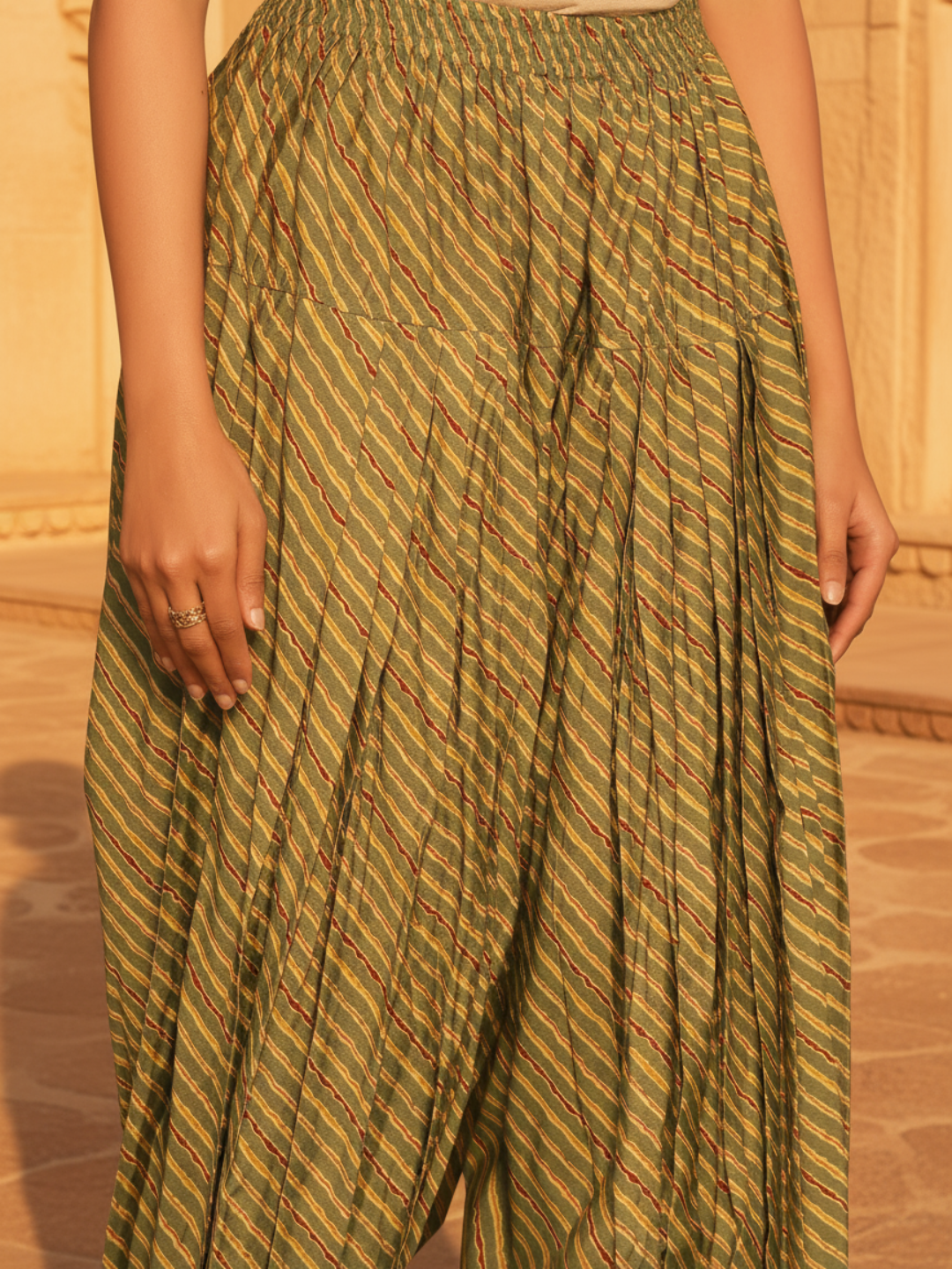  Green Printed Silk Blend Straight Suit With Dupatta 