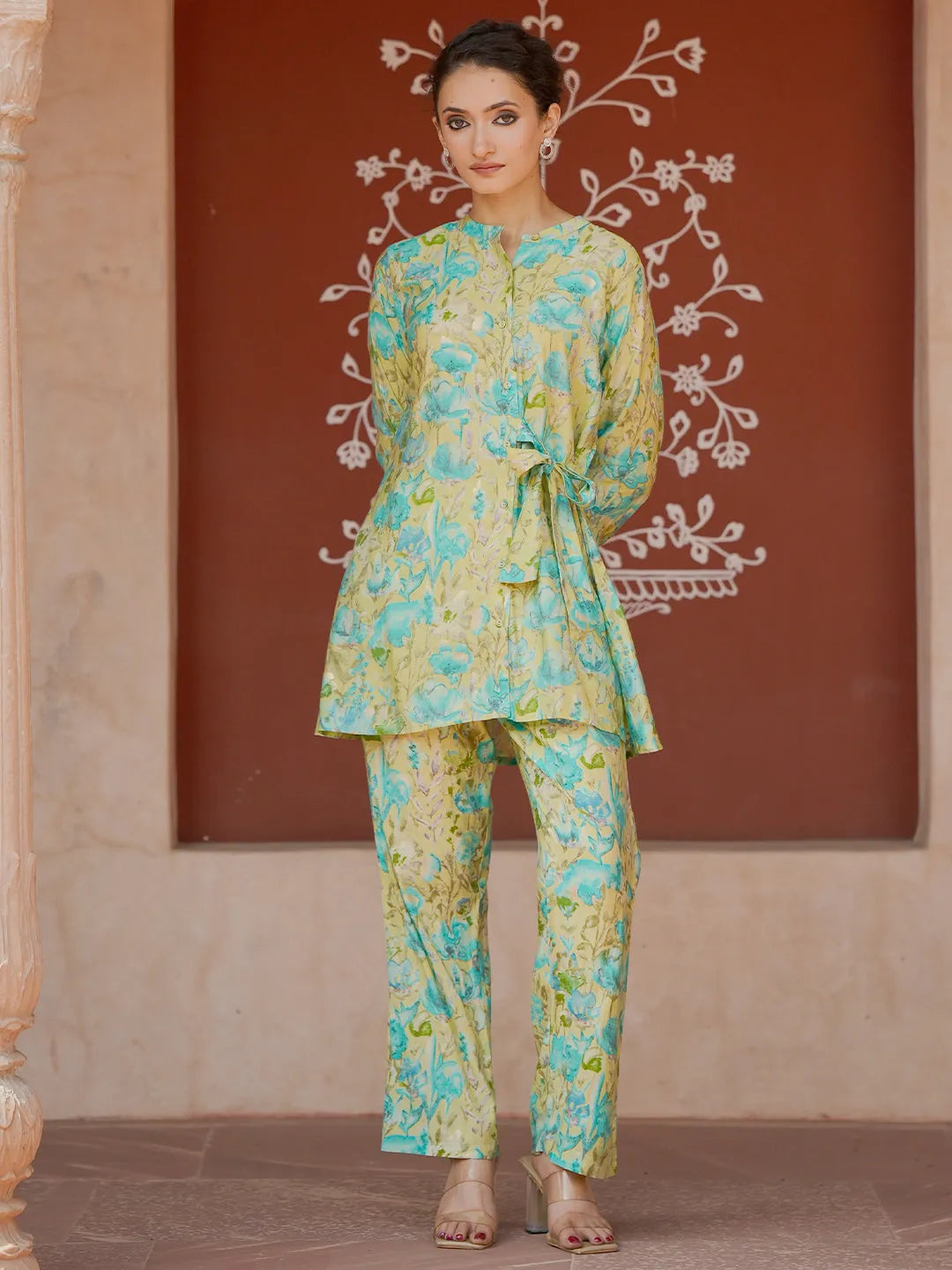 libas Green Printed Silk Blend Co-Ords-picture-34