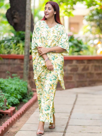 Gerua Cream Printed Rayon Co-Ords