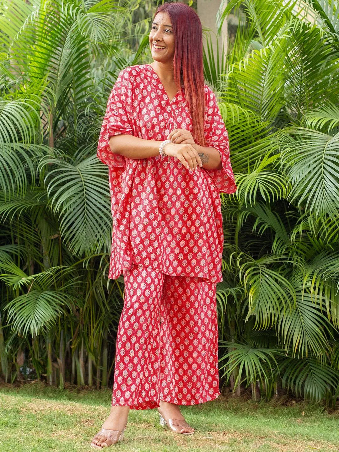 Pink Printed Rayon Co-Ords - Libas