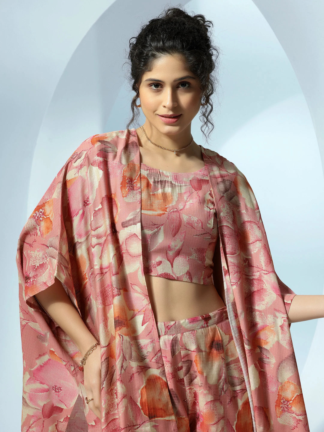  Peach Printed Cotton 3 Piece Co-Ords 