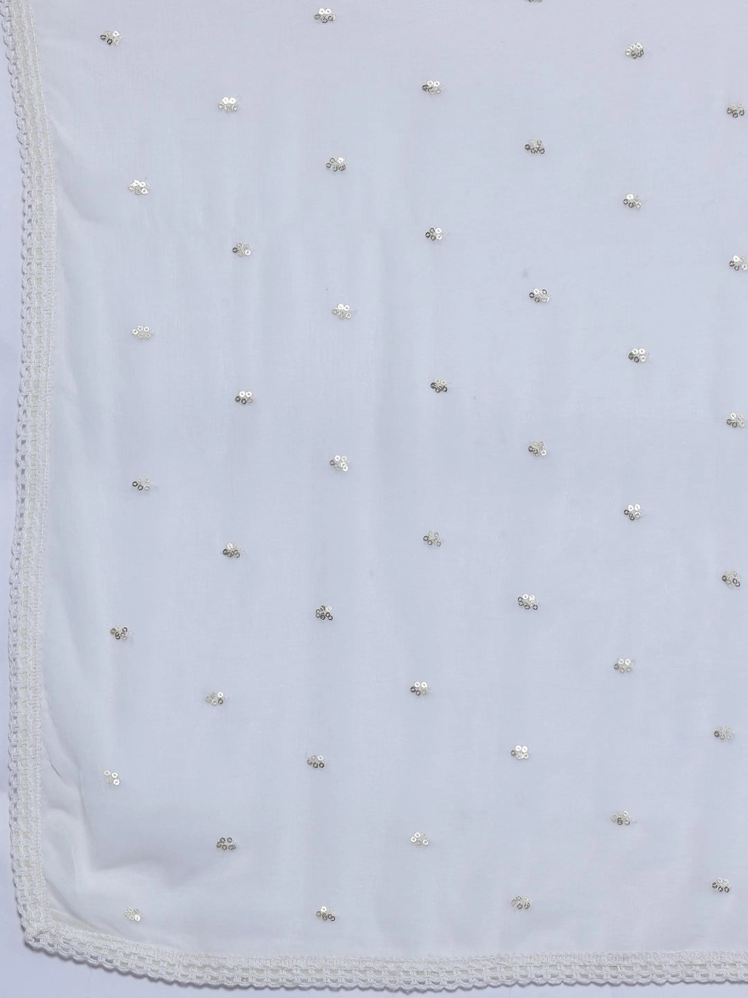 Cream Printed Cotton A-Line Kurta With Palazzos & Dupatta - Libas 