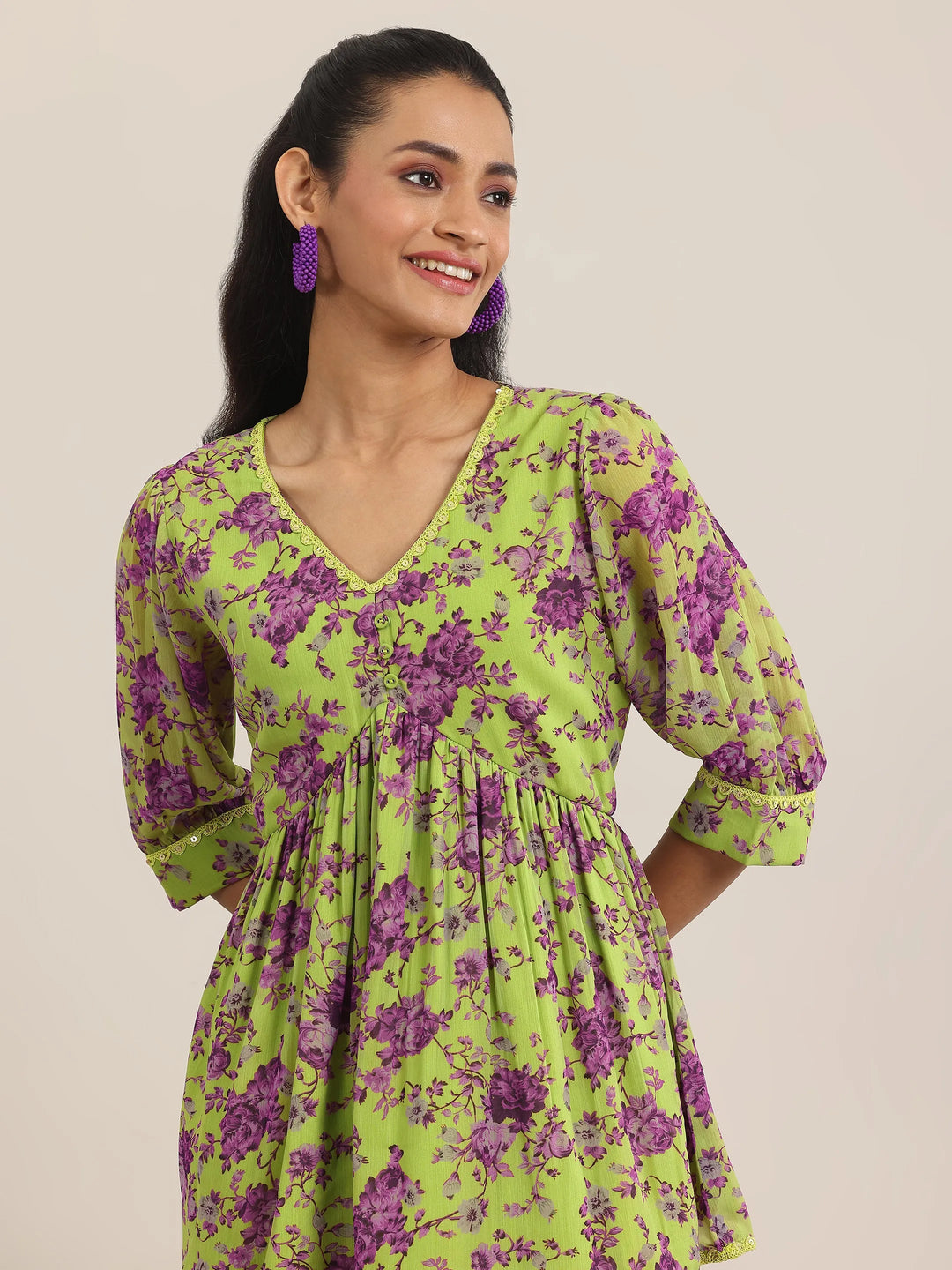  Green Printed Georgette Co-Ords 