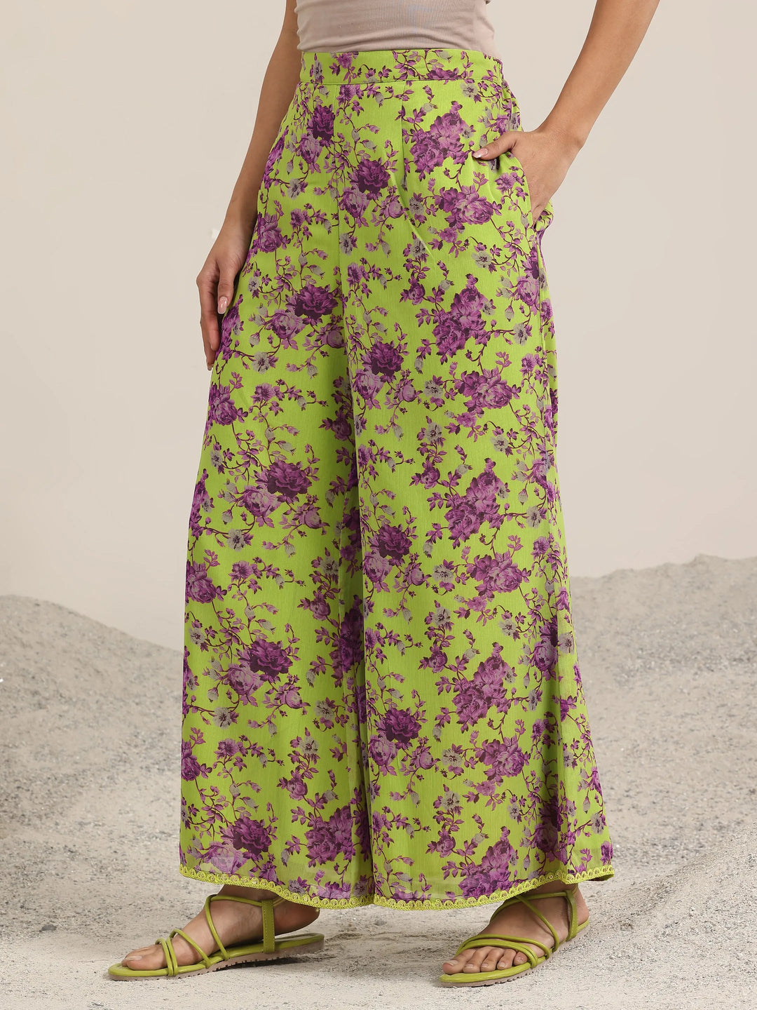  Green Printed Georgette Co-Ords 