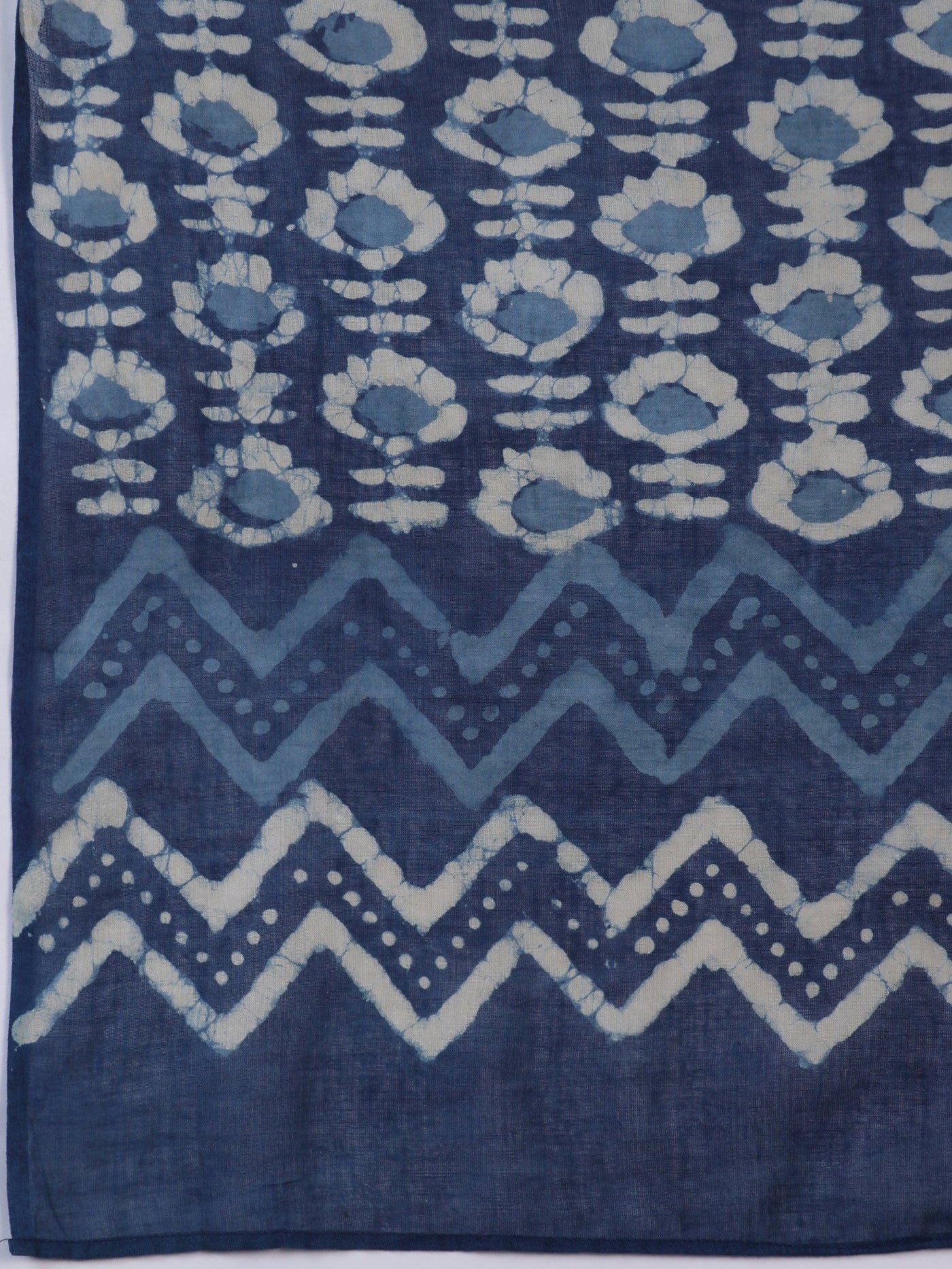 Blue Printed Cotton A-Line Kurta With Palazzos & Dupatta - Libas