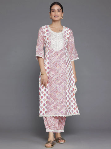 Maroon Printed Silk Blend A-Line Kurta With Salwar