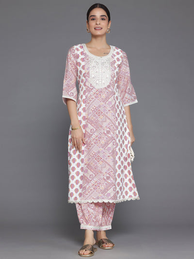 Maroon Printed Silk Blend A-Line Kurta With Salwar - Libas