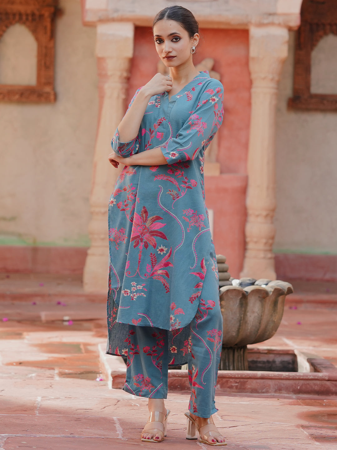 Blue Printed Cotton Co-Ord Sets-image-47