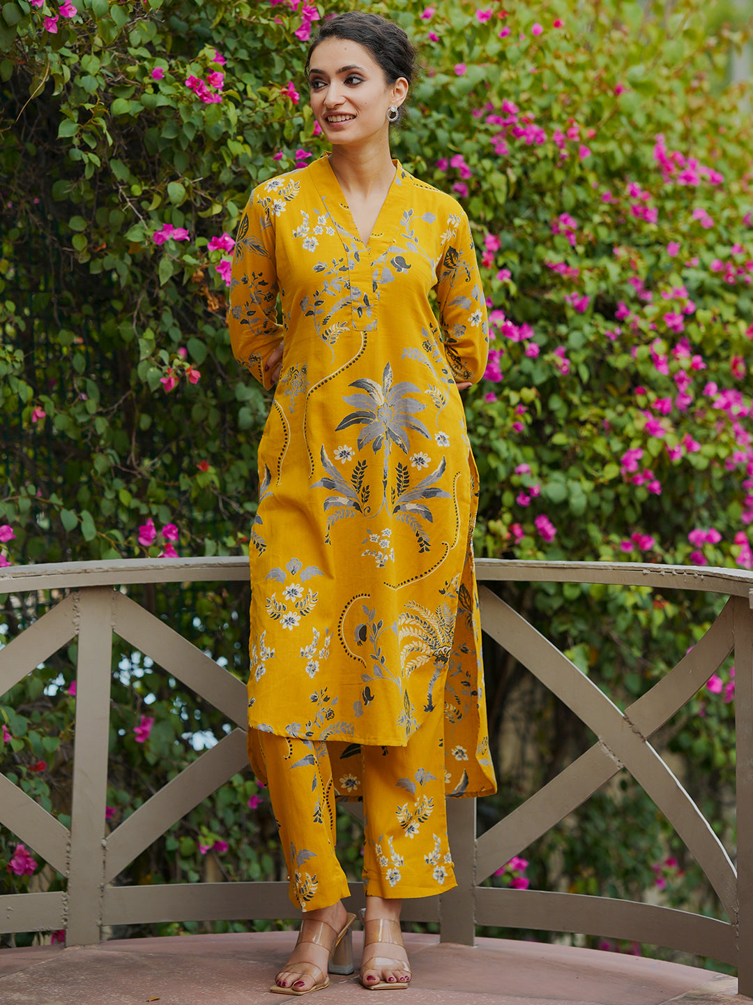 libas Mustard Printed Cotton Co-Ord Sets-picture-53