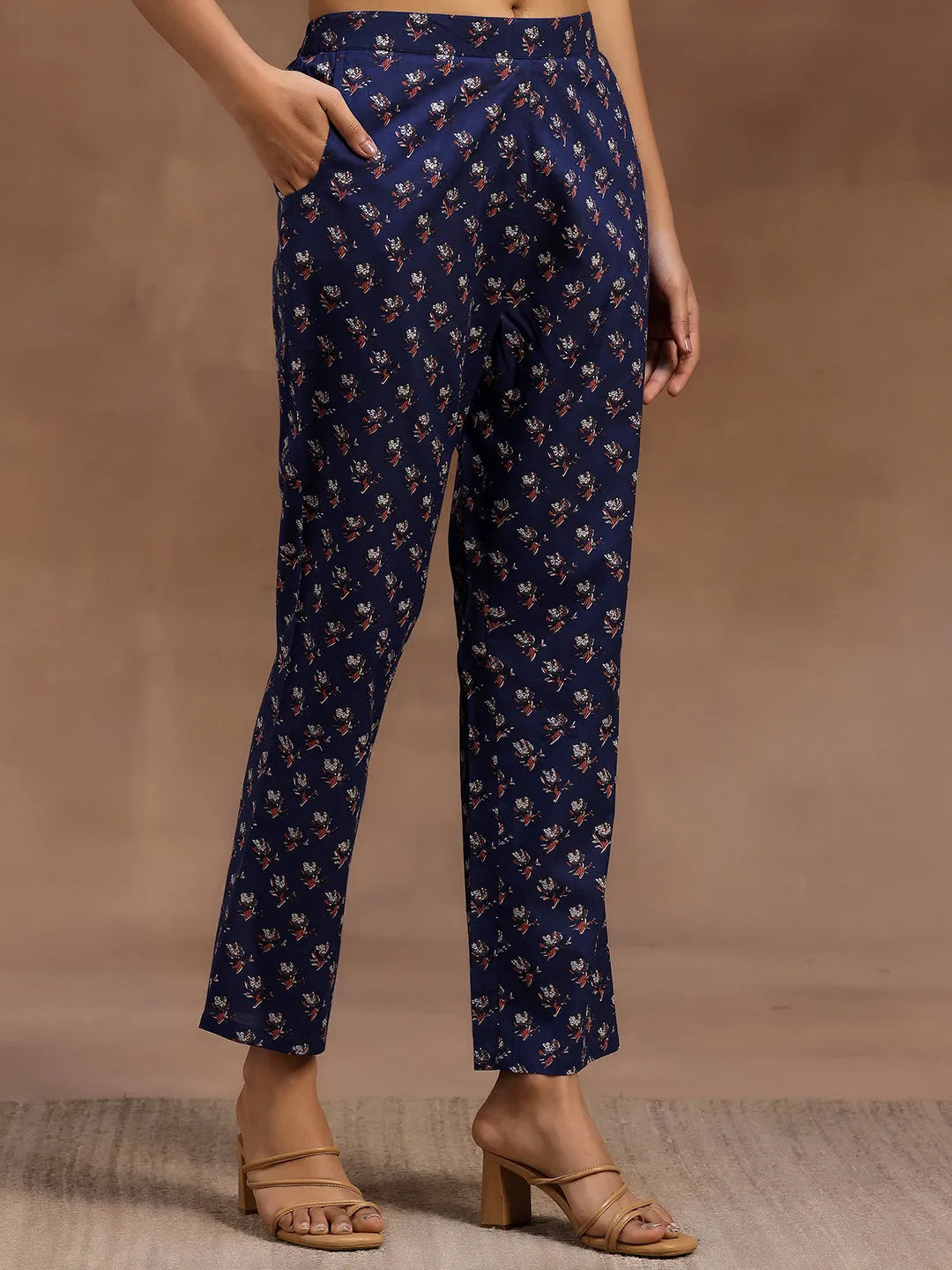  Blue Printed Cotton Straight Suit With Dupatta 