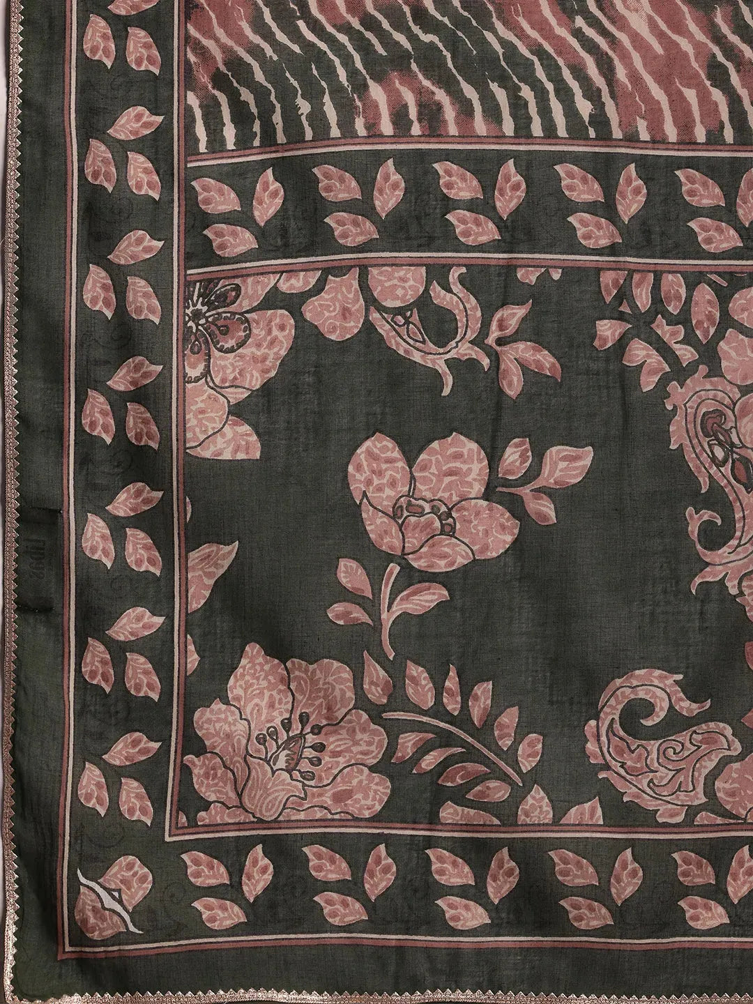  Green Printed Cotton Straight Suit With Dupatta 