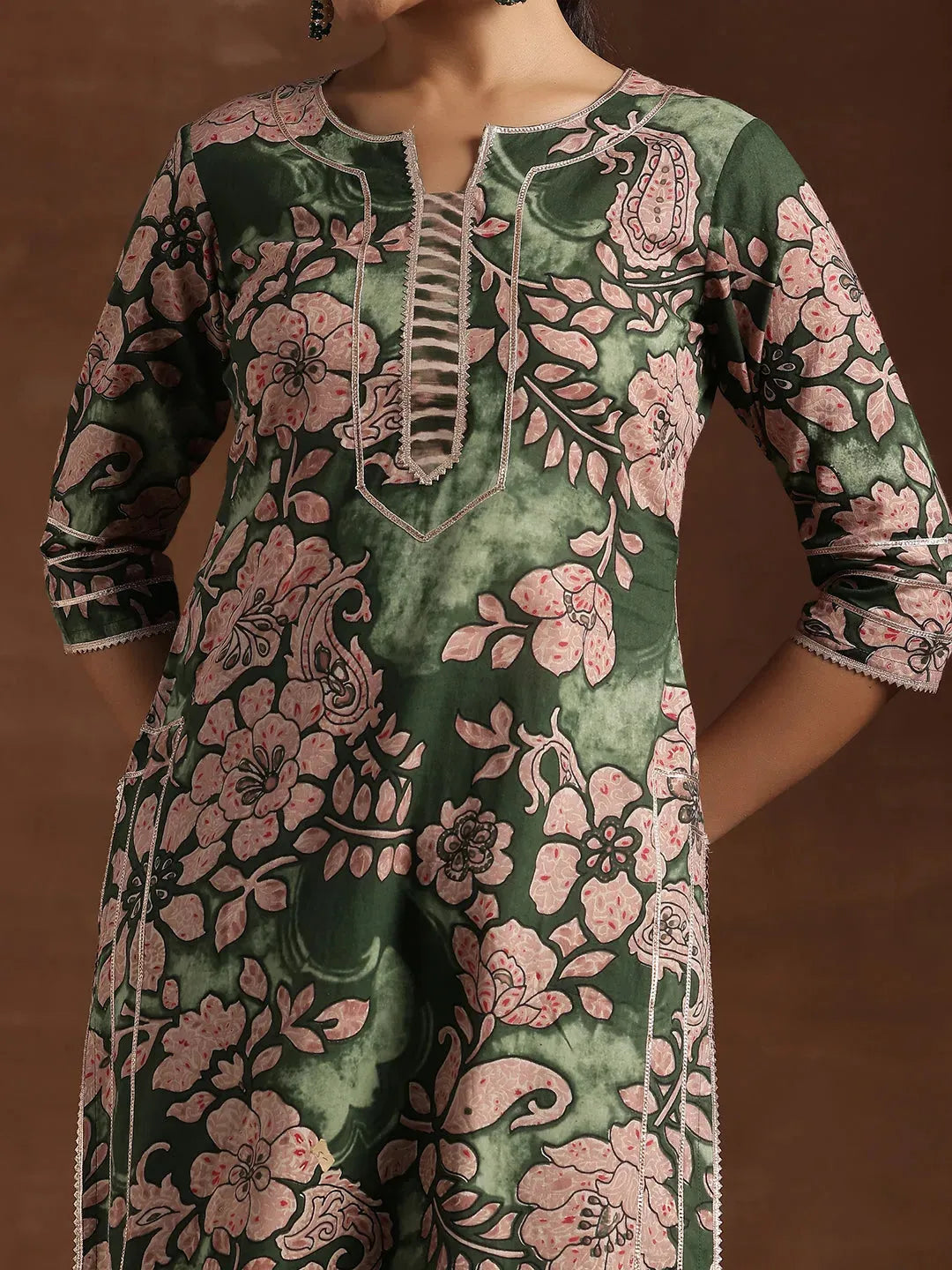  Green Printed Cotton Straight Suit With Dupatta 
