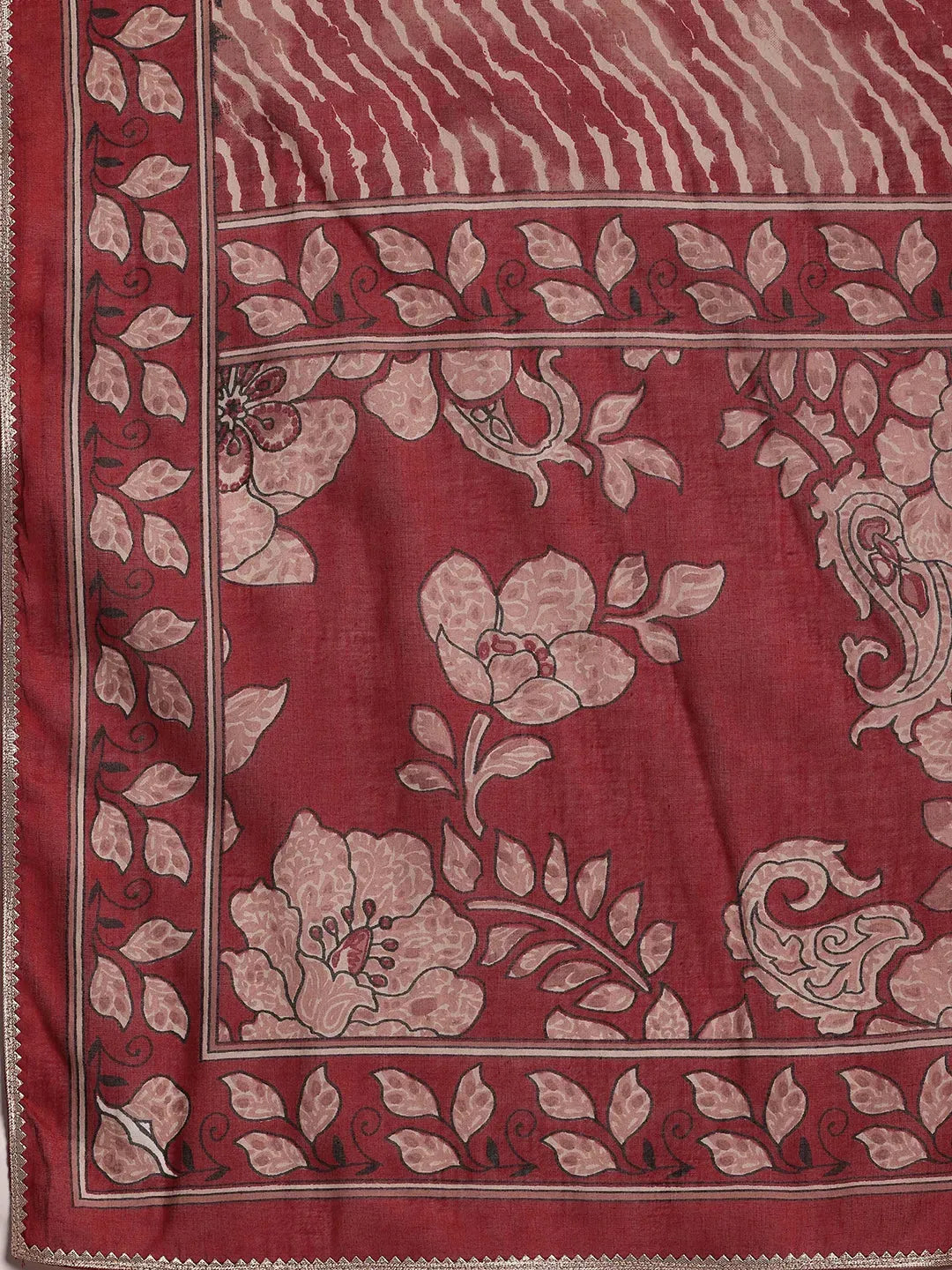  Rust Printed Cotton Straight Suit With Dupatta 