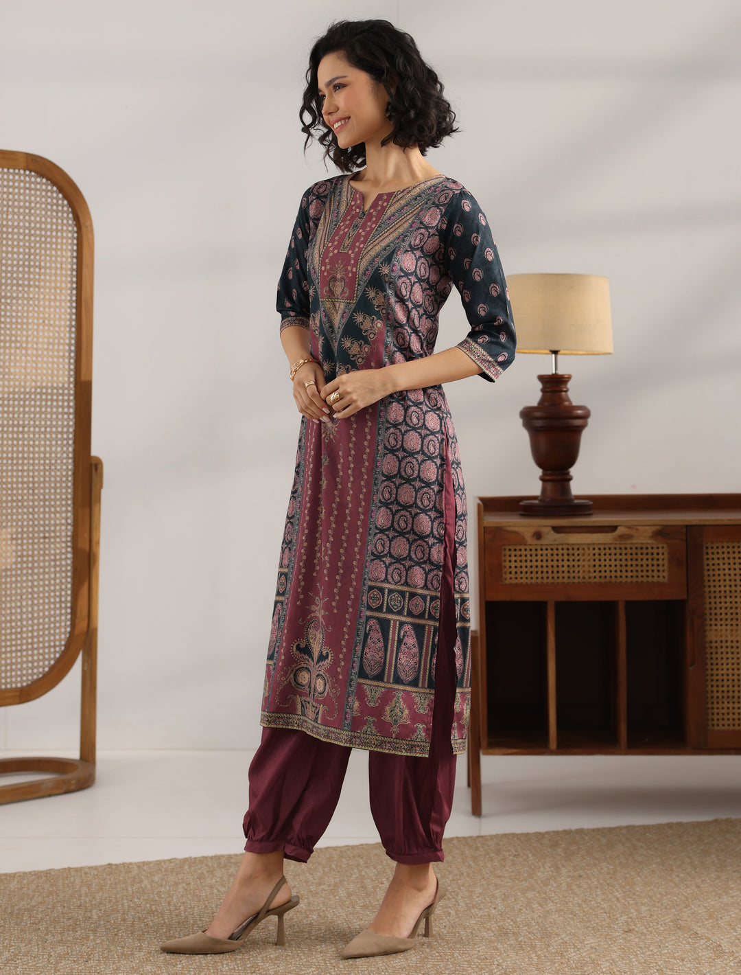  Black Printed Crepe Straight Suit With Dupatta 