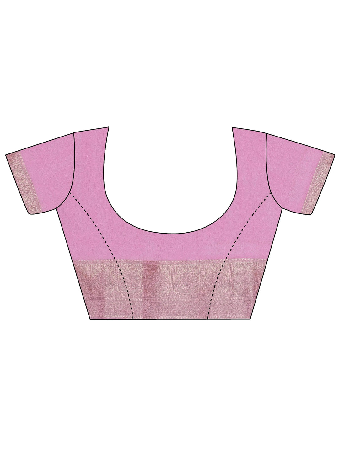 Pink Printed Silk Blend Saree With Unstitched Blouse Piece - Libas 