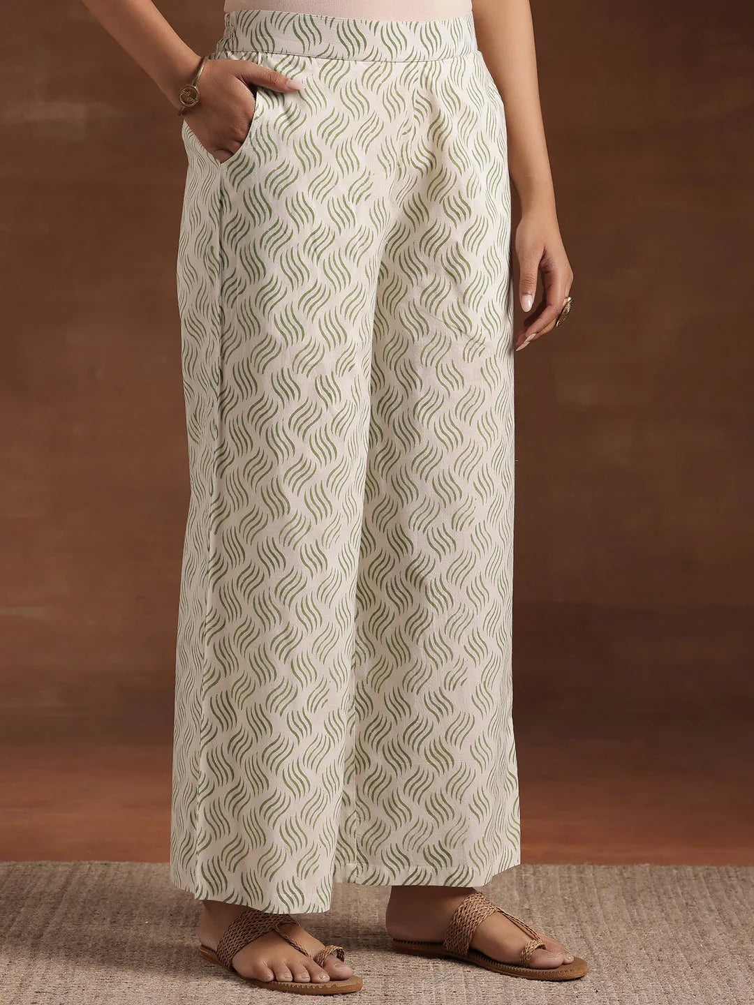  Green Printed Cotton Straight Suit With Dupatta 