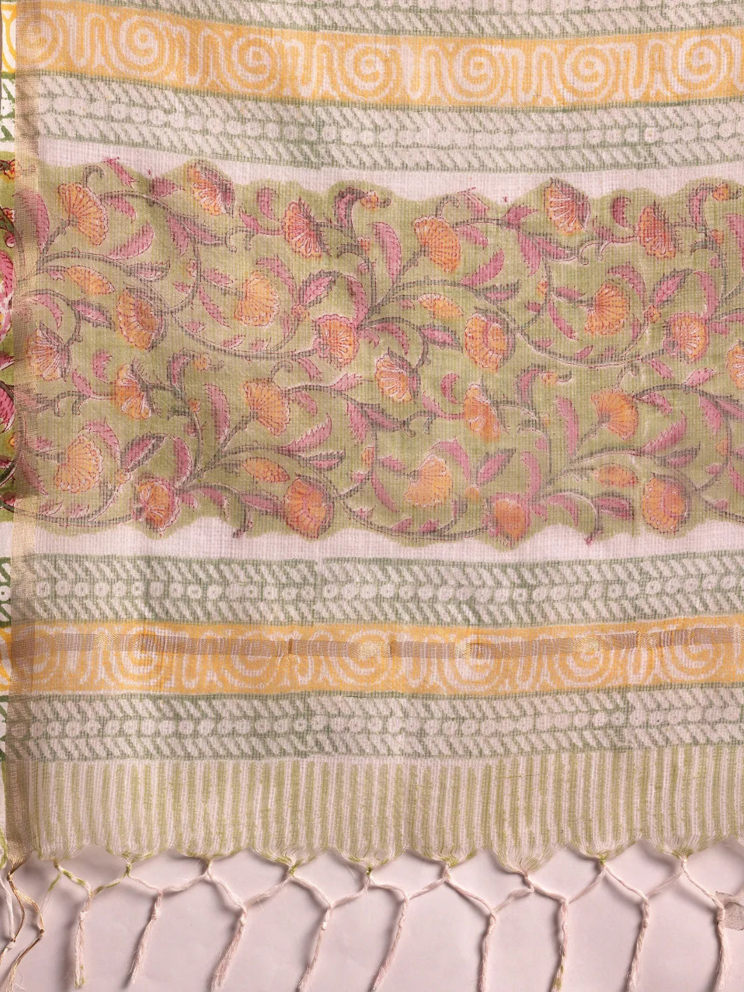  Green Printed Cotton Straight Suit With Dupatta 