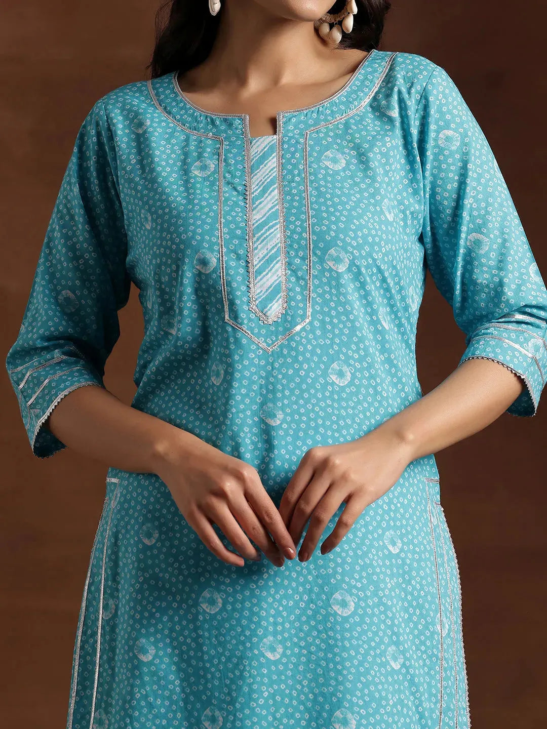  Blue Printed Cotton Straight Suit With Dupatta 