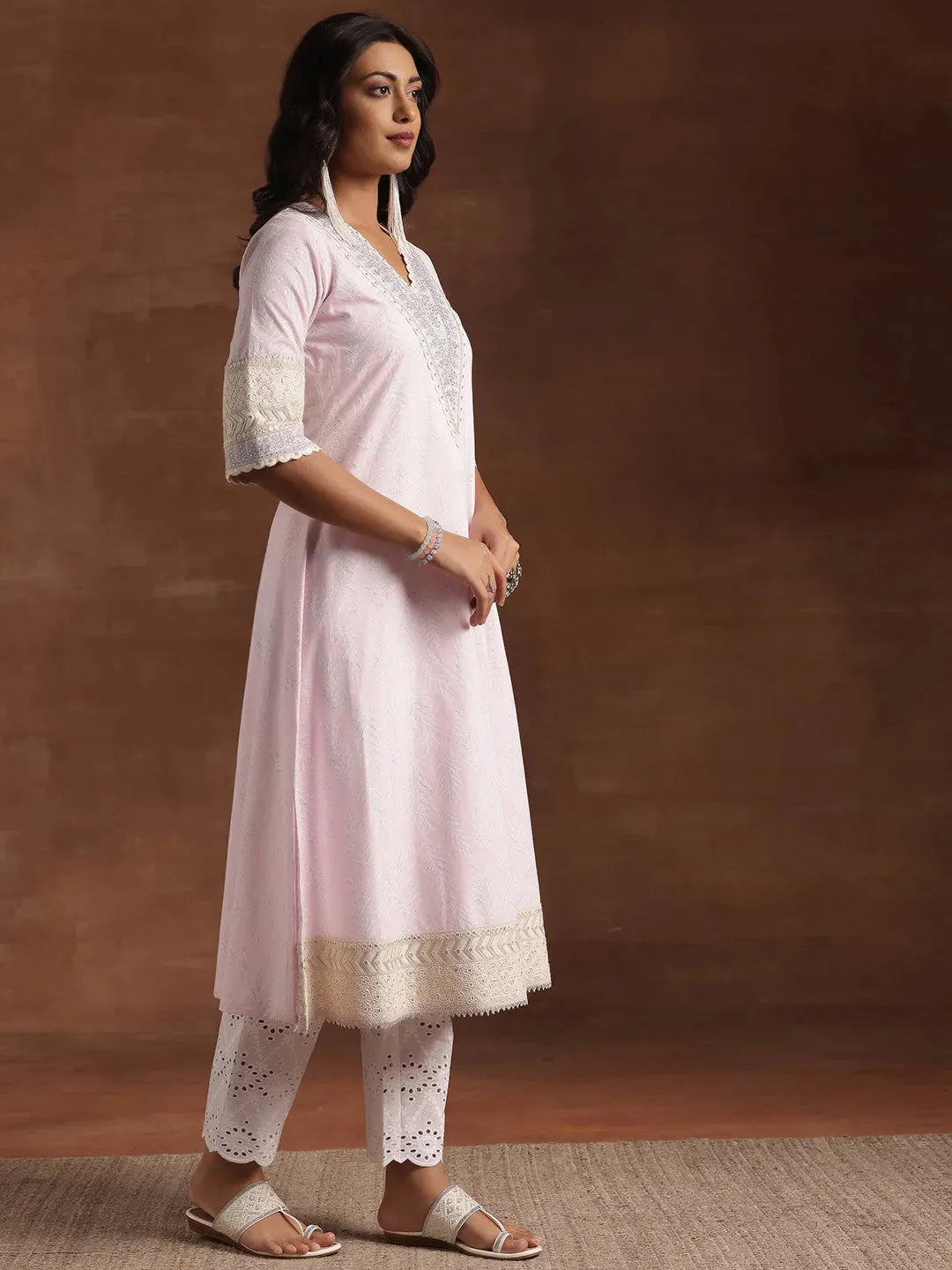  Pink Printed Cotton Straight Suit With Dupatta 