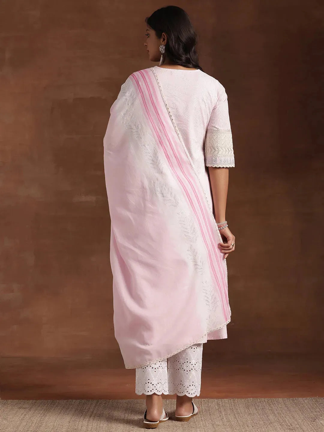  Pink Printed Cotton Straight Suit With Dupatta 