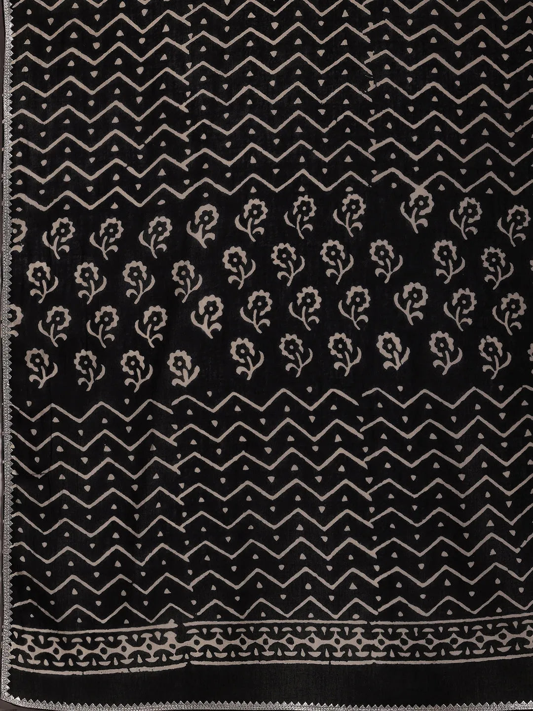  Monochrome Printed Cotton Straight Suit With Dupatta 