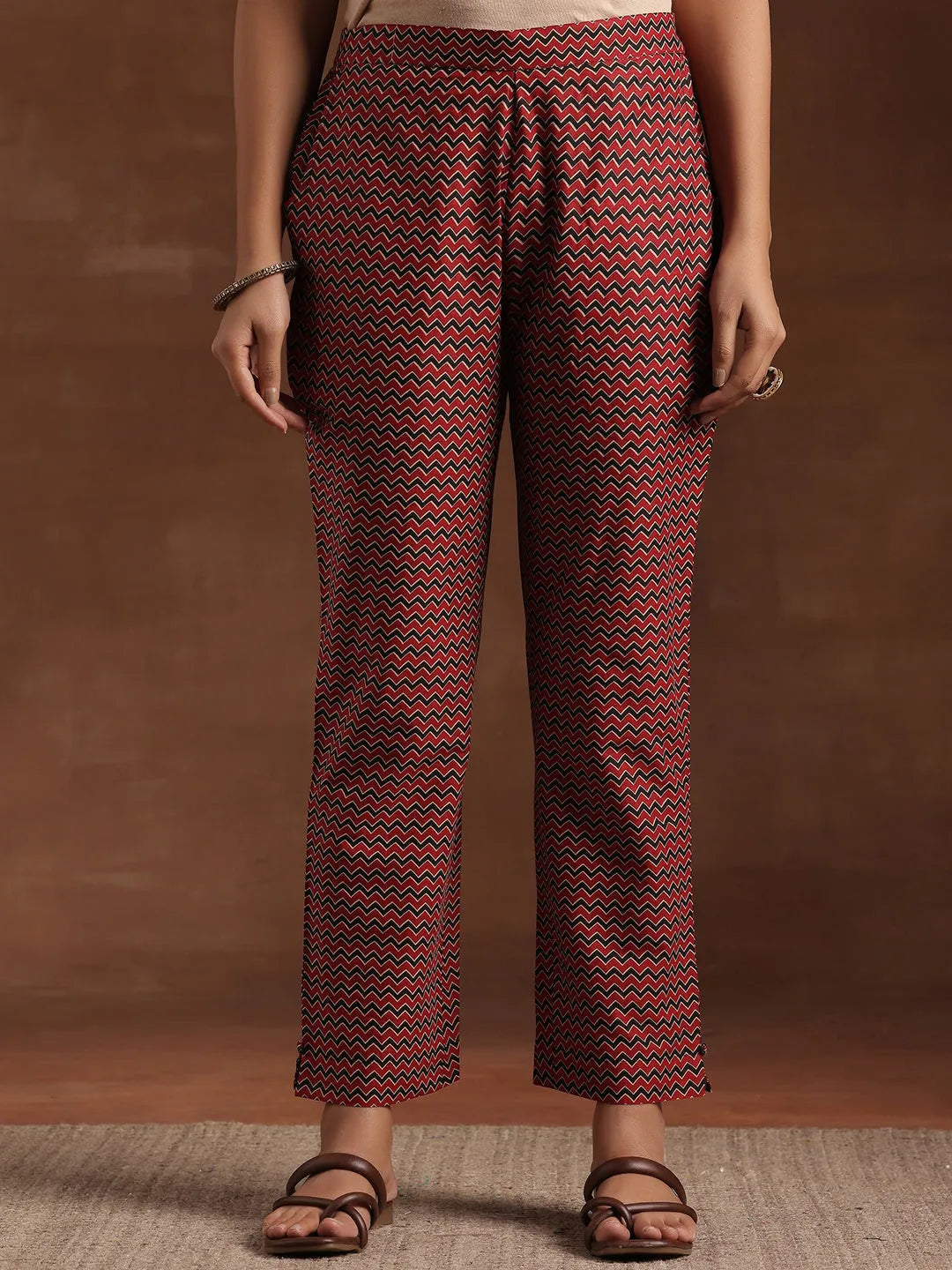  Red Printed Cotton Straight Suit With Dupatta 
