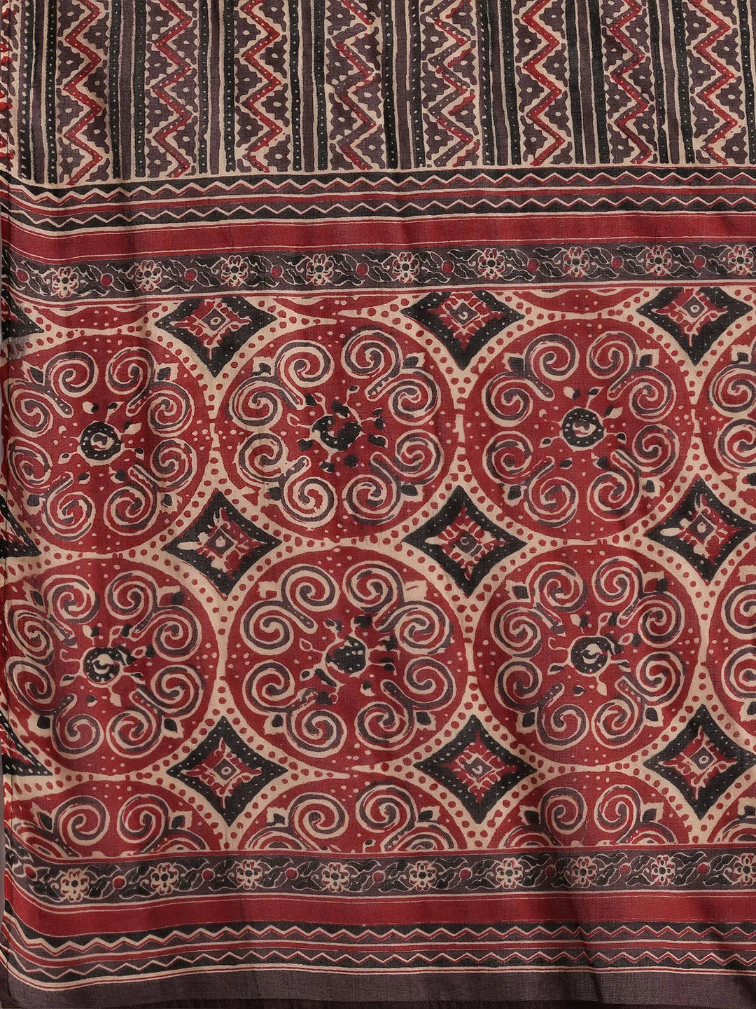  Red Printed Cotton Straight Suit With Dupatta 
