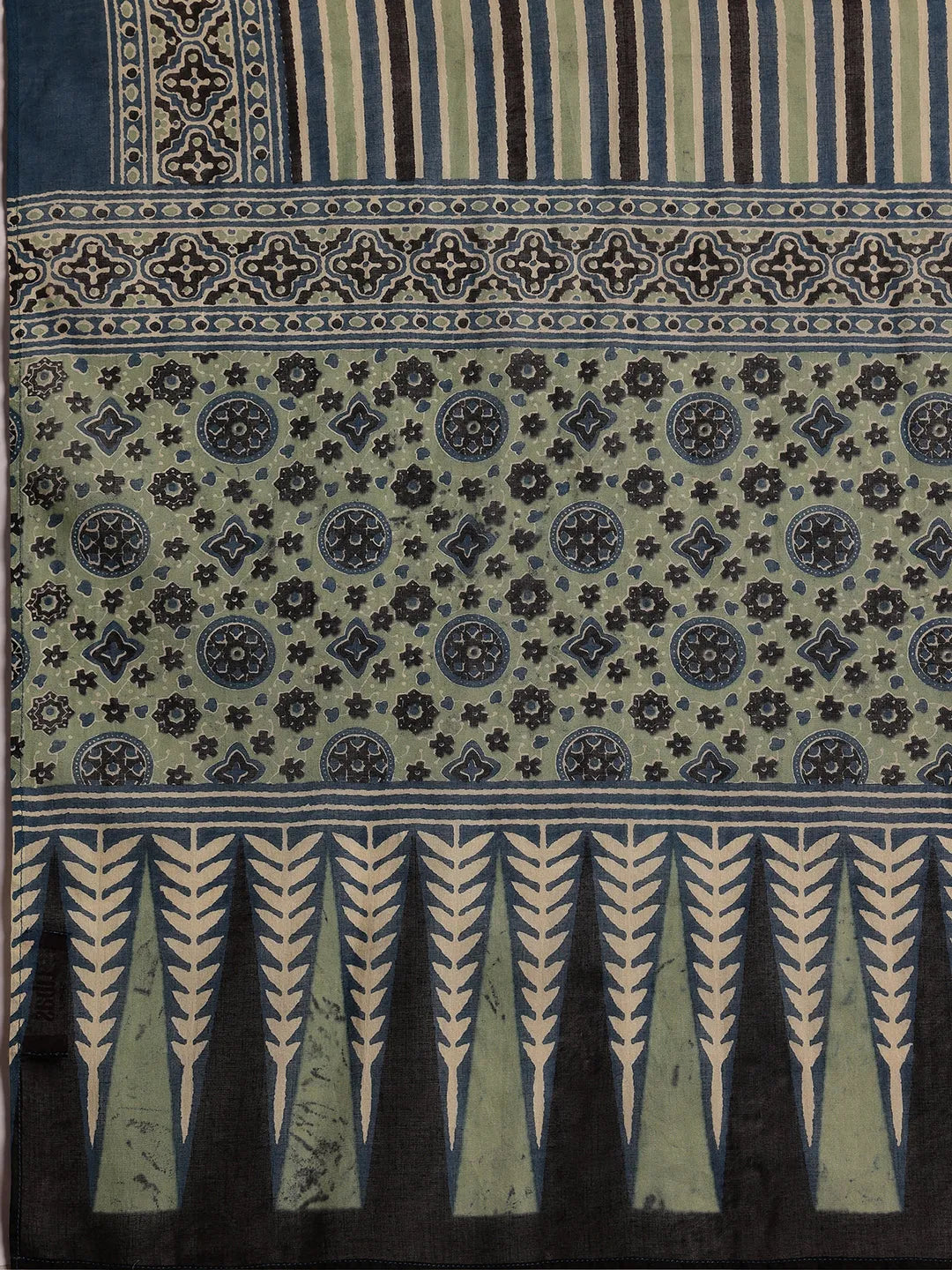  Blue Printed Cotton Straight Suit With Dupatta 