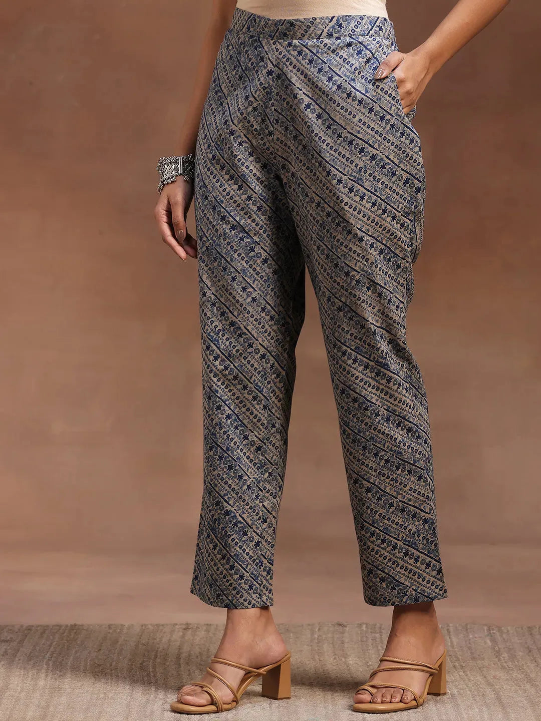  Blue Printed Cotton Straight Suit With Dupatta 