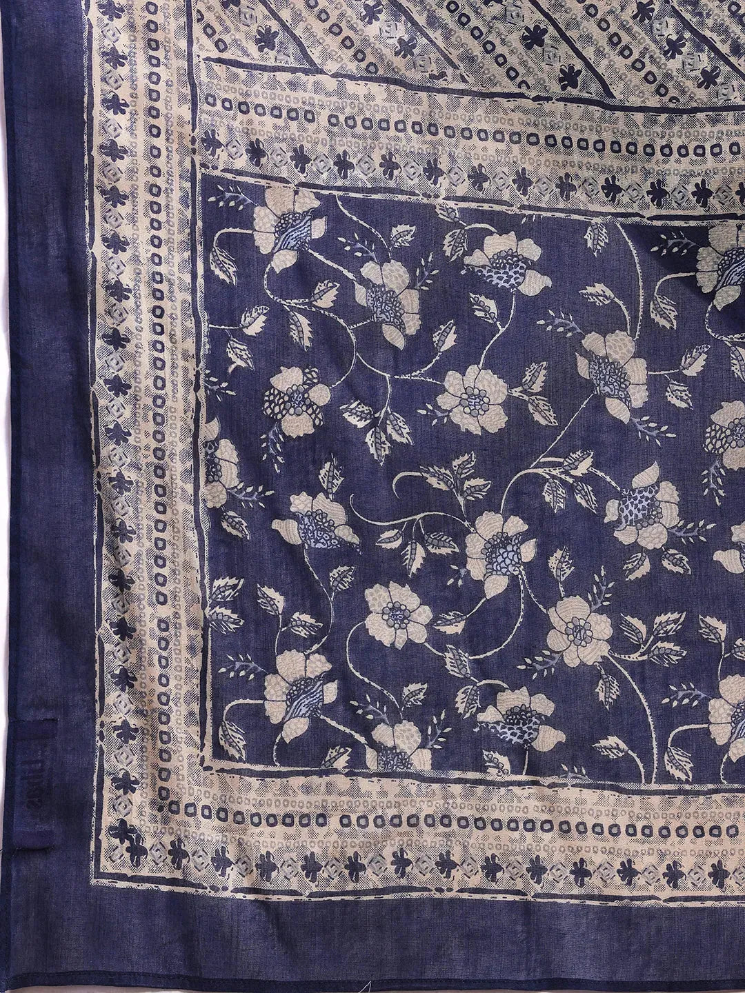  Blue Printed Cotton Straight Suit With Dupatta 