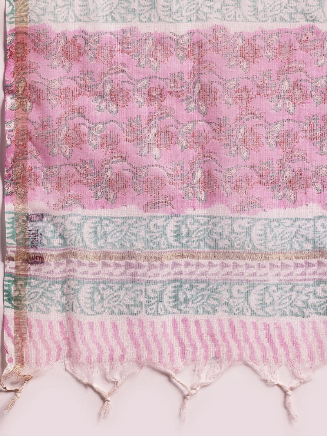  Pink Printed Cotton Straight Suit With Dupatta 