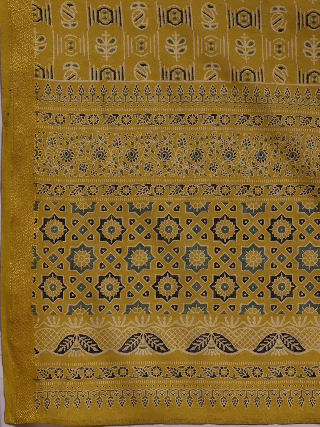  Mustard Printed Cotton Straight Suit With Dupatta 