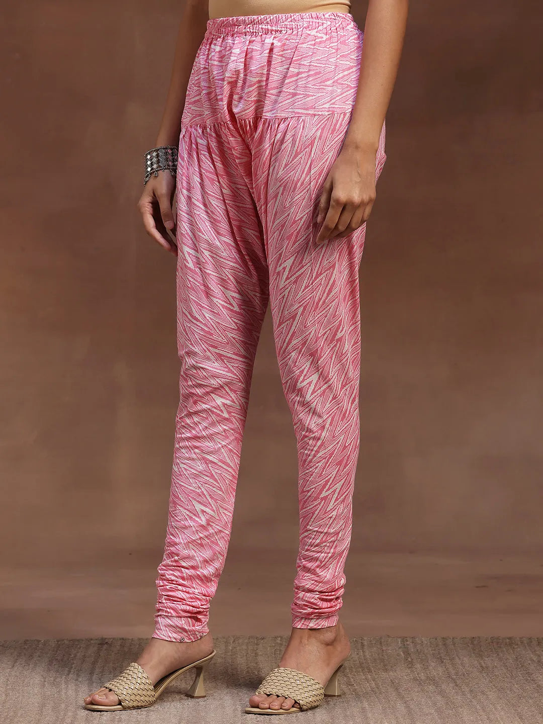  Pink Printed Cotton Anarkali Suit With Dupatta 