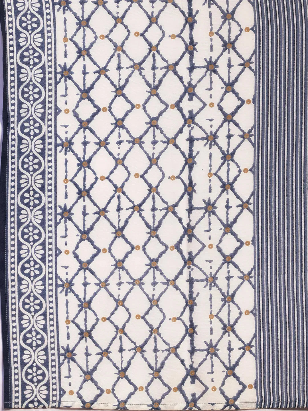  Off White Printed Silk Blend Straight Suit With Dupatta 